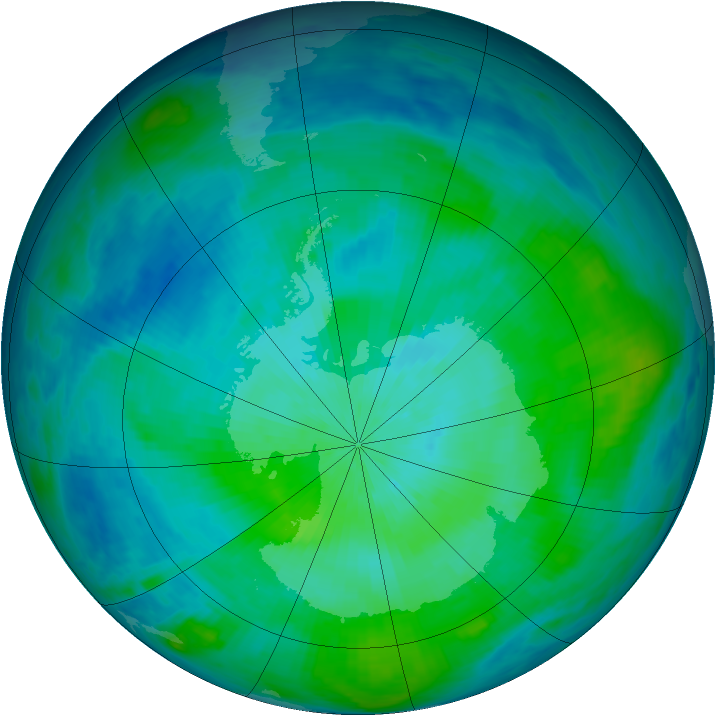 Antarctic ozone map for 23 February 1987